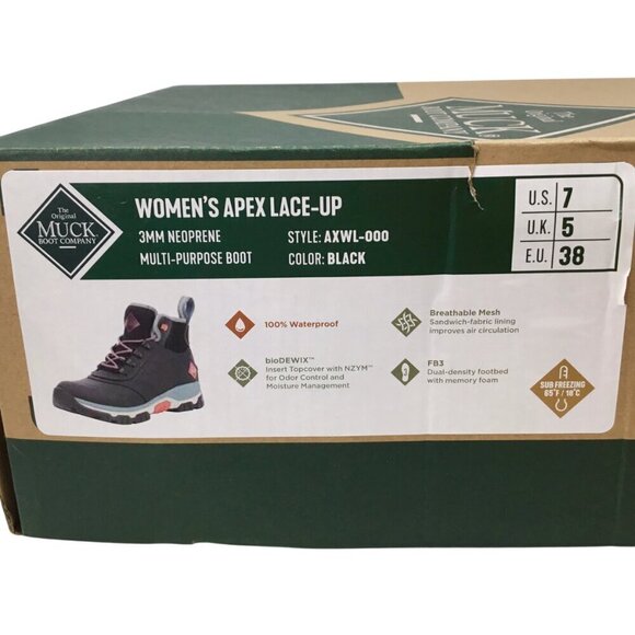 Apex Muck Boot NIB Lace Up 7 Black Pink Waterproof Neoprene Insulated AXWL-000 - Picture 10 of 12